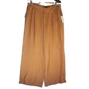 NEW A New Day Casual Elastic‎ Waist Wide Leg Pants Size 14 36x32 Brass Trumpet